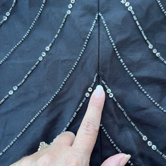 Vtg 90s Scala Beaded Tank Blouse Sz M Y2K Gatsby Art Deco Holiday Sequins Glam - Picture 9 of 16